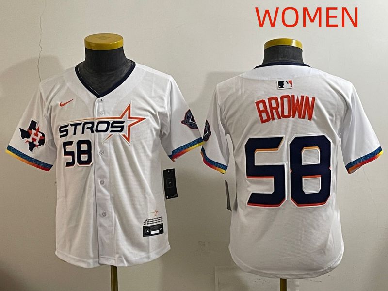 Women Houston Astros #58 Brown White Fourth generation Joint Name 2025 Nike MLB Jersey style 11